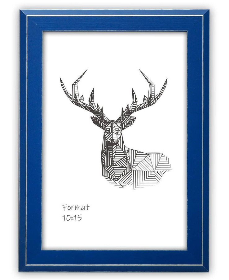 Ramka drewniana MARINA 2796, nowoczesna fotoramka na zdjęcia, plakaty lub rysunki - kolor niebieski, przetarcia