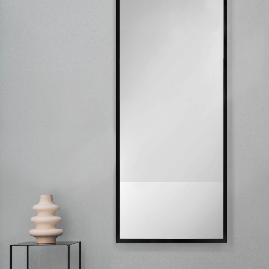 Lustro w ramie drewnianej czarny mat 60x140 cm