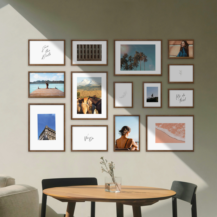 Galeria ścienna PRESTO 4 GF0001. Zestaw brązowych ramek na ścianę