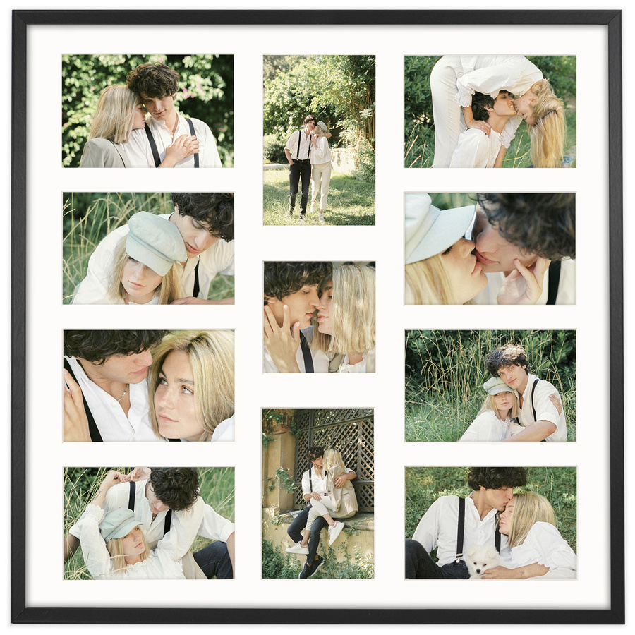 Foto galeria 50x50 cm na 11 zdjęć o wymiarach 10x15 cm i 10x10 cm czarna