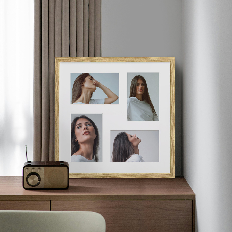 Ramka drewniana galeria passe-partout Natural 34x34 - kolor naturalne drewno