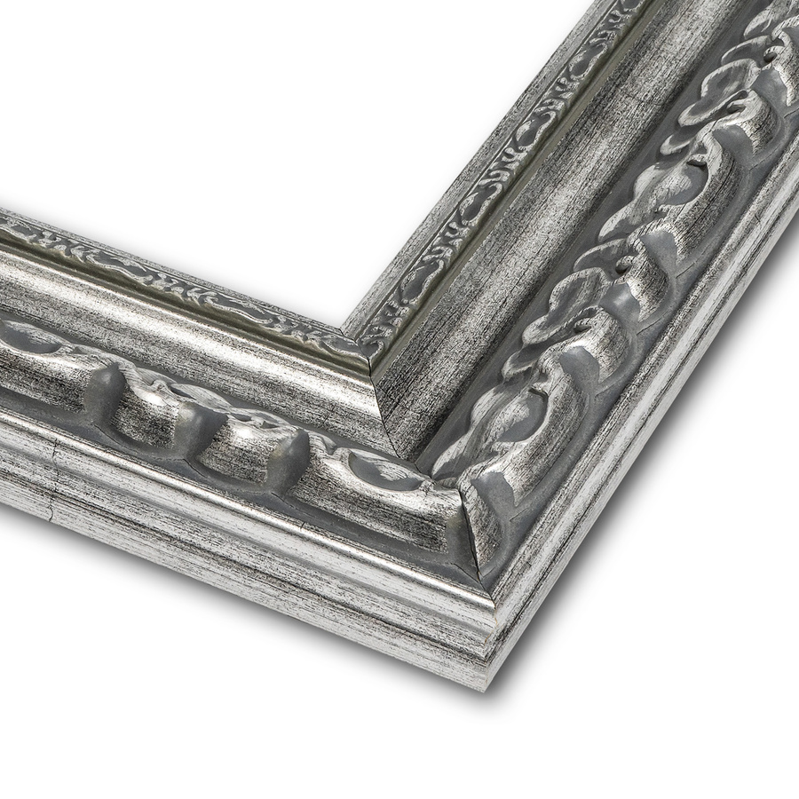 Rama do obrazów, zdjęć, plakatów oraz luster na wymiar LUCA #3005 Klasyczna, drewniana oprawa - kolor srebrny, ornament