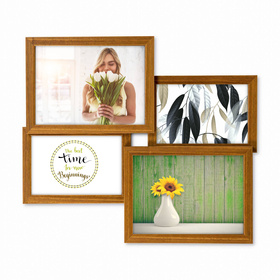 Multirama drewniana Brown 42, zestaw ramek 2 X 10x15 cm, 2 X 13x18 cm - brązowa