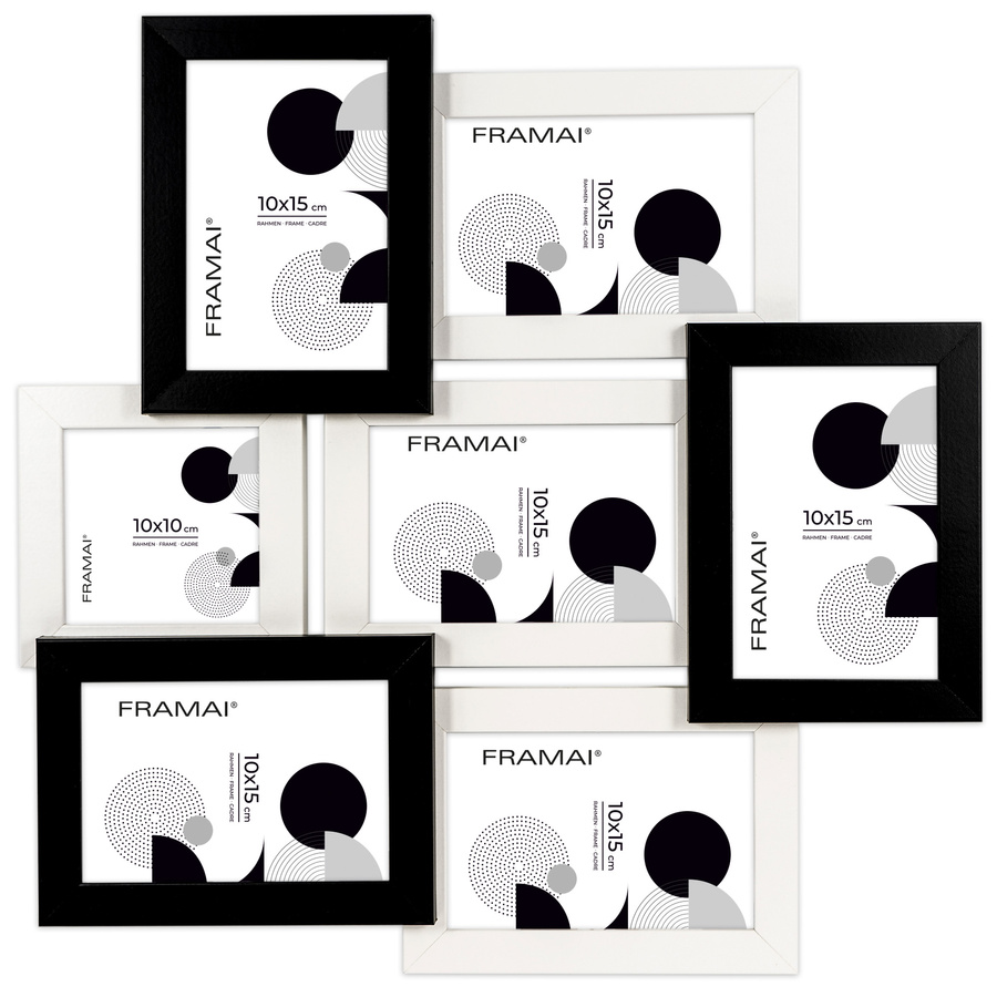 Multirama czarno-biała MULTI HEN 1-2 na 7 zdjęć ramka na zdjęcia