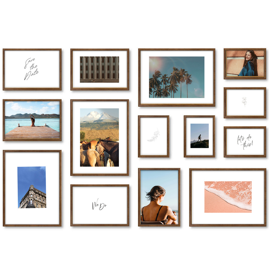 Galeria ścienna PRESTO 4 GF0001. Zestaw brązowych ramek na ścianę