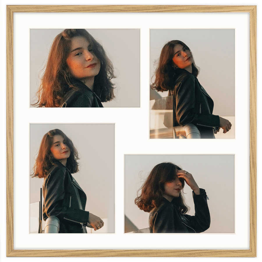 Foto galeria 40x40 cm na 4 zdjęcia o wymiarach 13x18 cm kolor dębowy