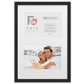 Ramka drewniana galeria passe-partout Black 20x27 - kolor czarny