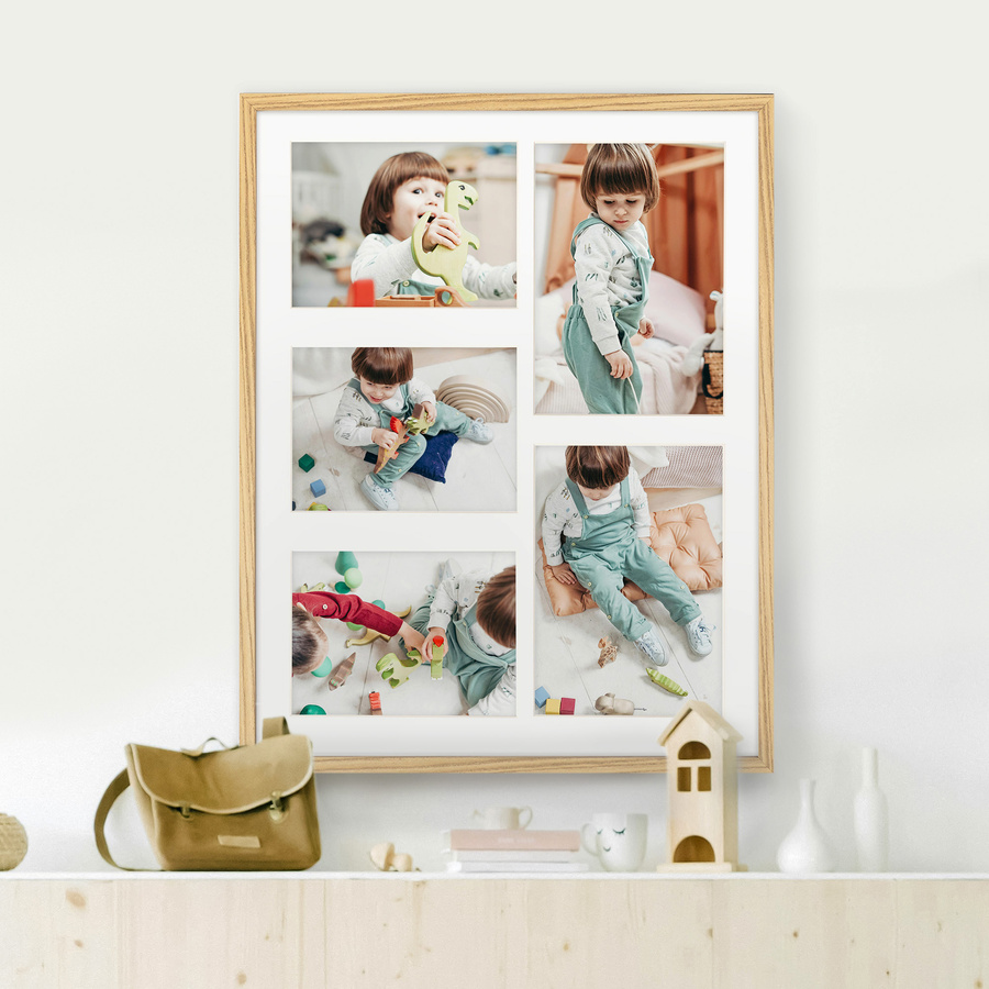 Foto galeria 40x50 cm na 5 zdjęć o wymiarach 13x18 cm 15x21 cm kolor dębowy