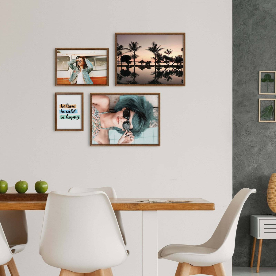 Zestaw brązowych ramek galeria 4 GF0008 1x 15x21 1x 21x30 2x 30x40 cm