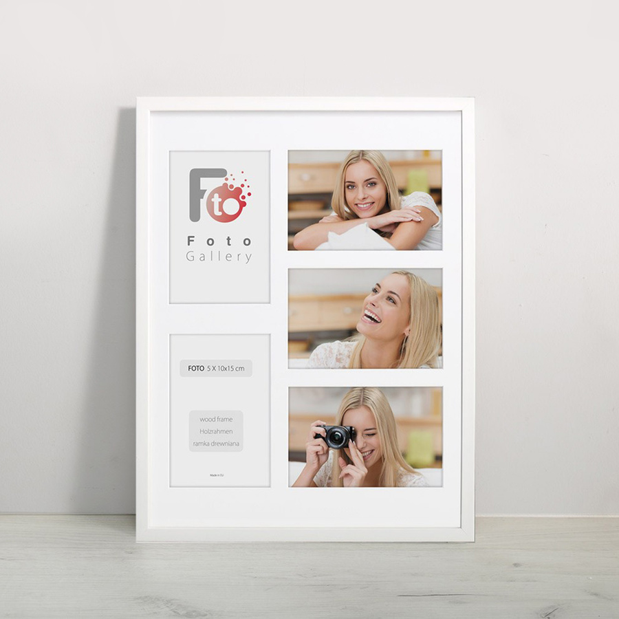 Ramka drewniana galeria passe-partout White 30x40 B - kolor biały