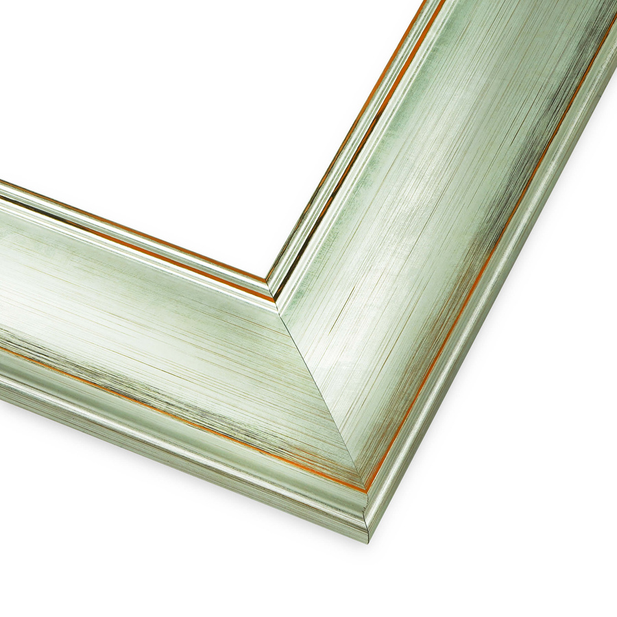 Rama do obrazów, zdjęć oraz luster na wymiar LUCA #2347. Nowoczesna z przetarciami, drewniana oprawa - sima, kolor srebrny