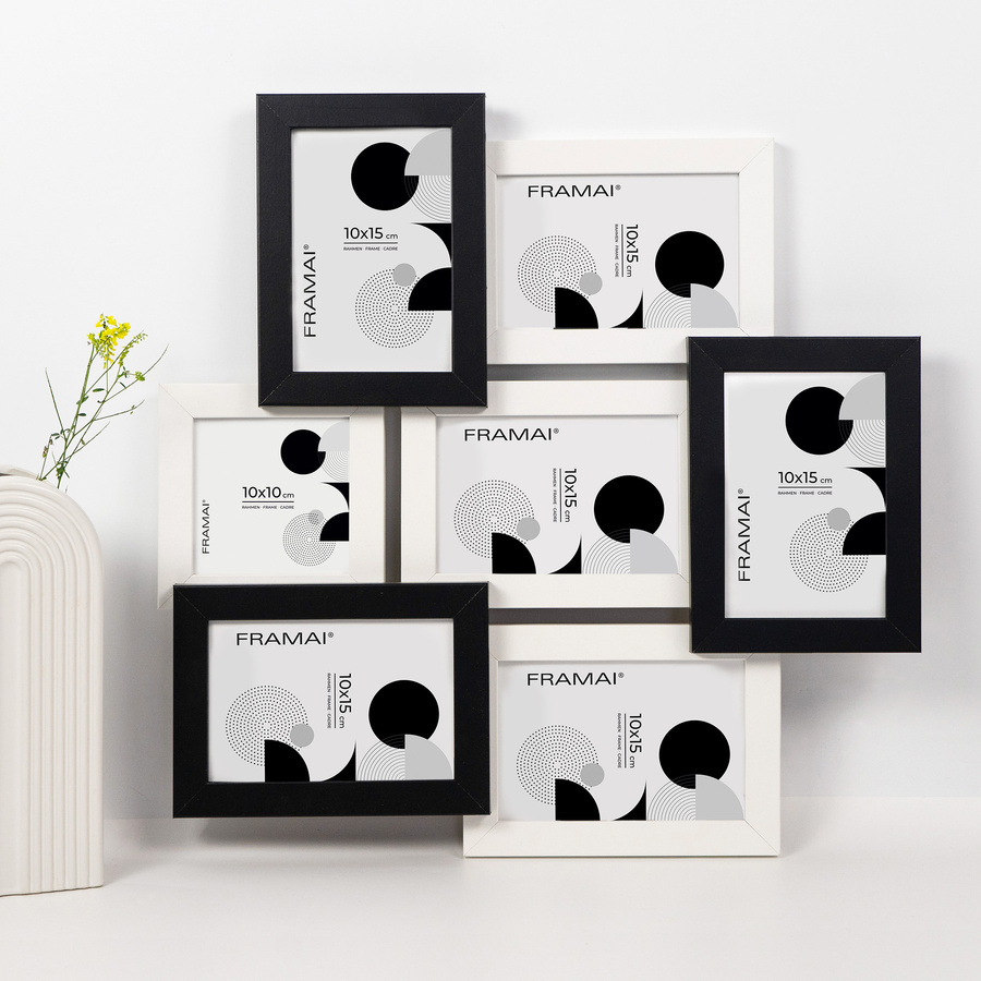 Multirama czarno-biała MULTI HEN 1-2 na 7 zdjęć ramka na zdjęcia