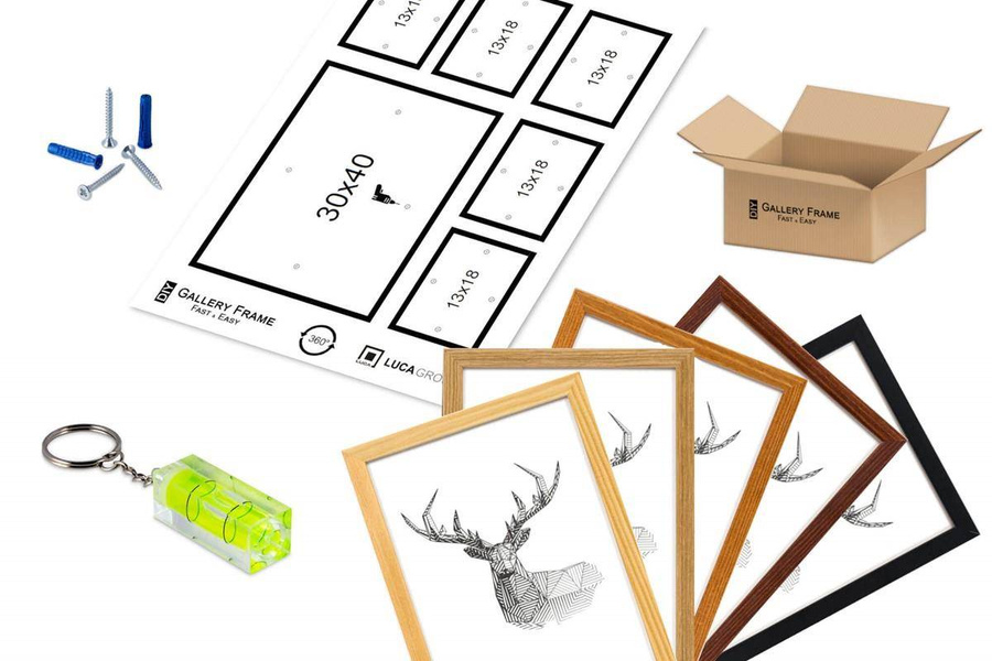 Galeria ścienna PINIA 1 GF0007. Zestaw białych ramek na ścianę