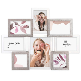 Multirama drewniana Cottage 81, zestaw ramek 2 X 10x10 cm, 5 X 10x15 cm, 1 X 15x21 cm - rustykalna