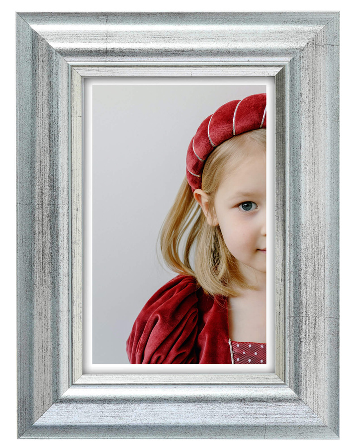 Ramka drewniana VIESTE 2076, szlachetna fotoramka na zdjęcia, plakaty lub obrazy - kolor srebrny