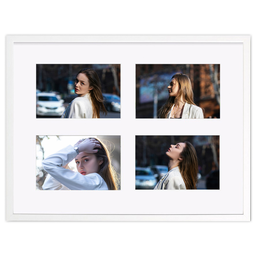 Ramka drewniana galeria passe-partout White 30x40 A - kolor biały