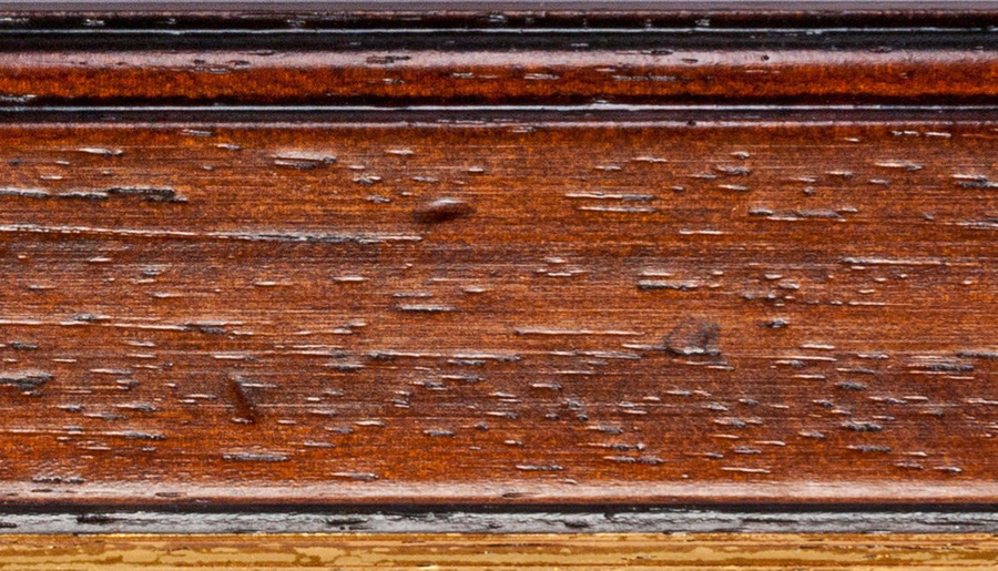 Rama do obrazów, zdjęć oraz plakatów na wymiar LUCA #852. Klasyczna płaska, drewniana oprawa - kolor brazowy z paskiem