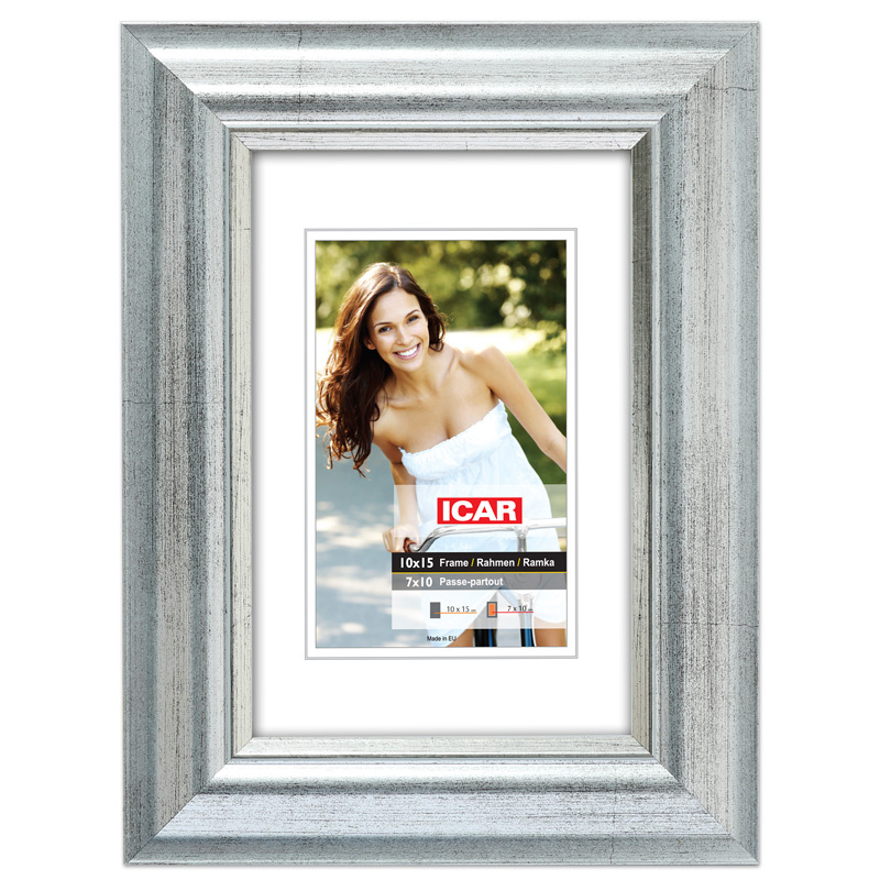 Ramka drewniana VIESTE 2076, szlachetna fotoramka na zdjęcia, plakaty lub obrazy - kolor srebrny