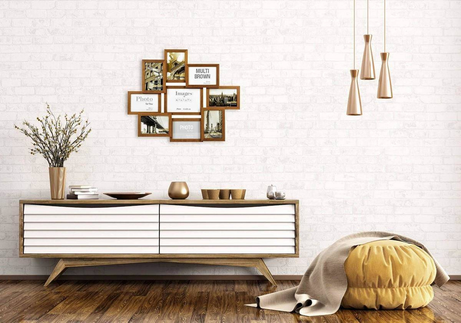 Multirama drewniana Brown 91, zestaw ramek 8 X 10x15 cm, 1 X 13x18 cm - brązowa