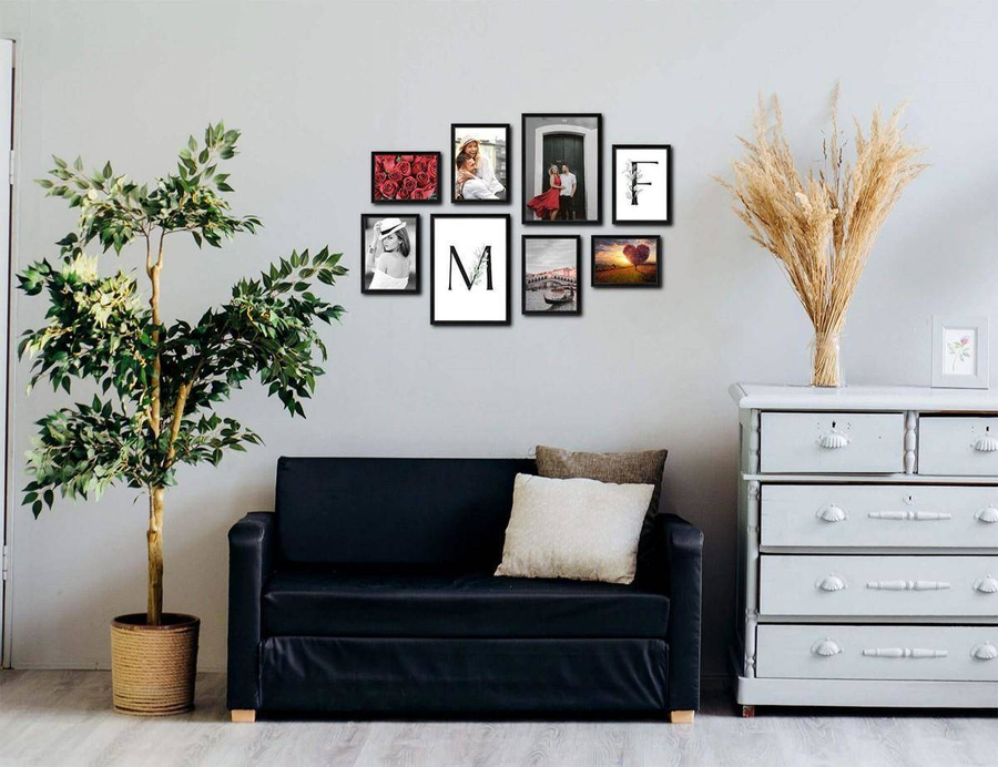 Galeria ścienna PRESTO 2 GF0007. Zestaw czarnych ramek na ścianę