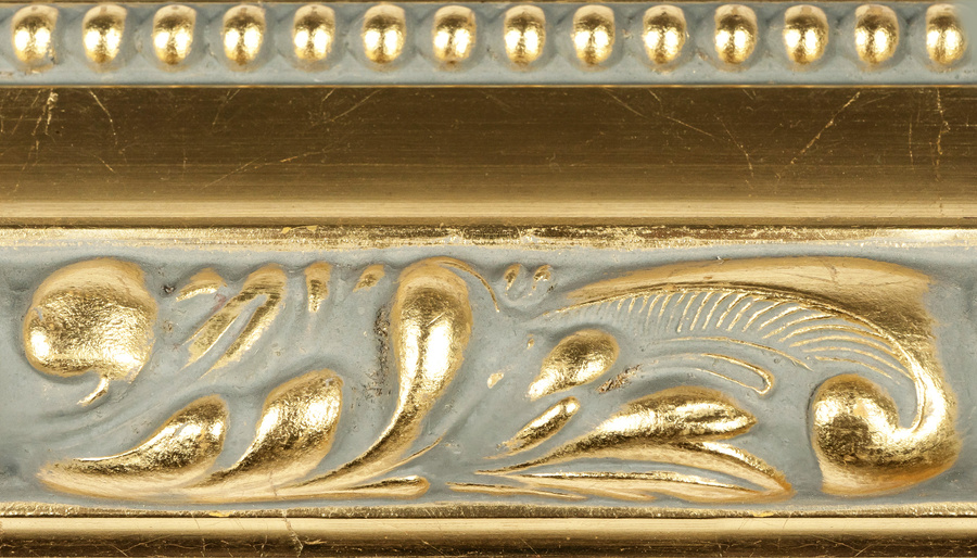 Rama do obrazów, zdjęć oraz luster na wymiar LUCA #3153. Stylowa z ornamentami, drewniana oprawa - kolor złoty patyna