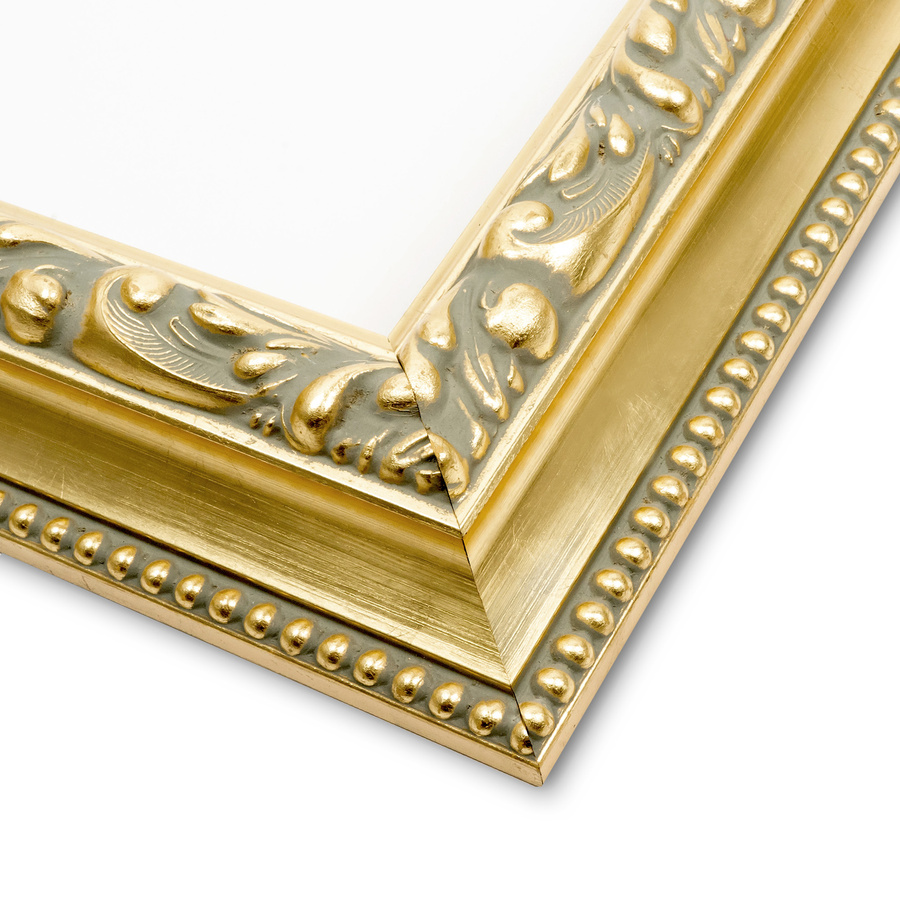 Rama do obrazów, zdjęć oraz luster na wymiar LUCA #3153. Stylowa z ornamentami, drewniana oprawa - kolor złoty patyna