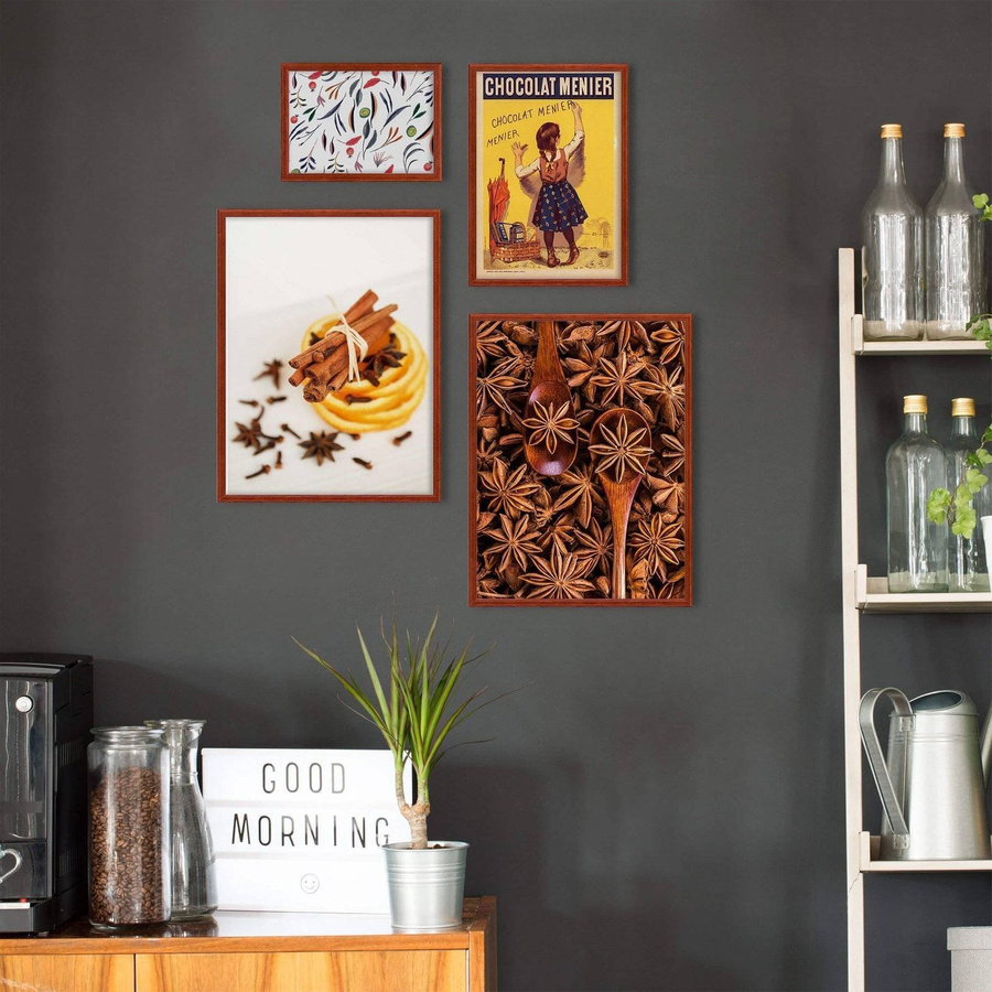 Zestaw brązowych ramek galeria 5 GF0008 1x 15x21 1x 21x30 2x 30x40 cm