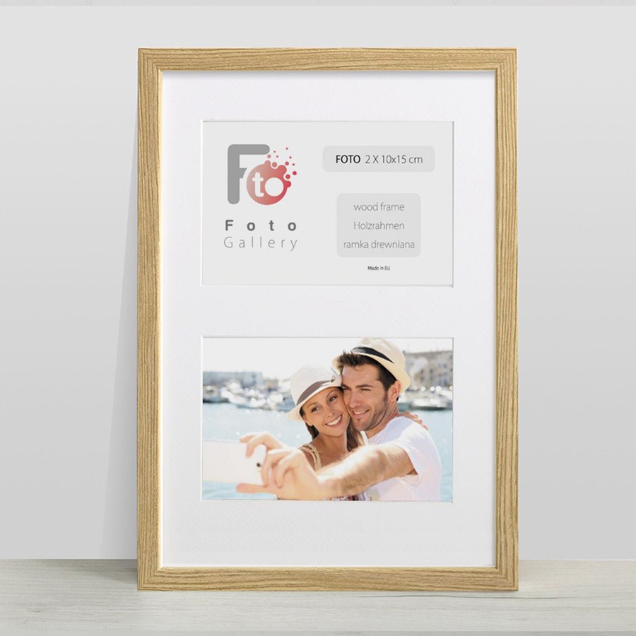 Ramka drewniana galeria passe-partout Natural 20x27 - kolor naturalne drewno