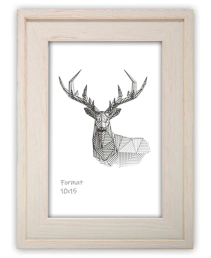 Ramka drewniana RIVOLI 2958, nowoczesna fotoramka na zdjęcia, plakaty lub rysunki - kolor kremowy przetarcia