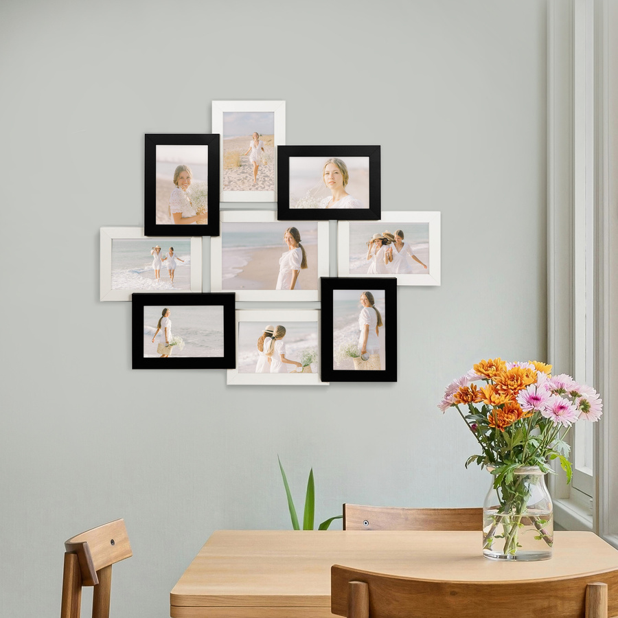 Multirama w czarno-białym kolorze MULTI HEN 1-2 na 9 zdjęć ramka na zdjęcia