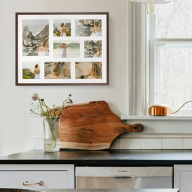 Foto galeria 40x50 cm na 7 zdjęć o wymiarach 10x10 cm 10x15 cm 15x21 cm brązowa