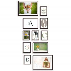 Galeria ścienna PINIA 4 GF0005. Zestaw brązowych ramek na ścianę