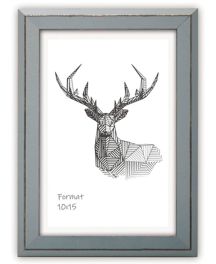 Ramka drewniana MARINA 2791, nowoczesna fotoramka na zdjęcia, plakaty lub rysunki - kolor szary, przetarcia