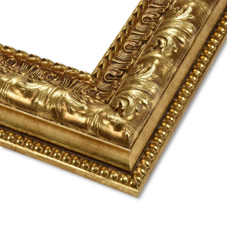 Rama do obrazów, zdjęć oraz luster na wymiar LUCA #2560. Stylowa z ornamentami, drewniana oprawa - holkiel, kolor złoty