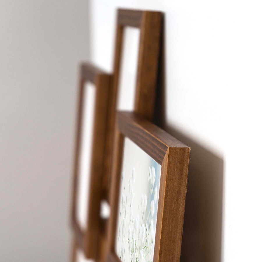 Multirama drewniana Brown 91, zestaw ramek 8 X 10x15 cm, 1 X 13x18 cm - brązowa