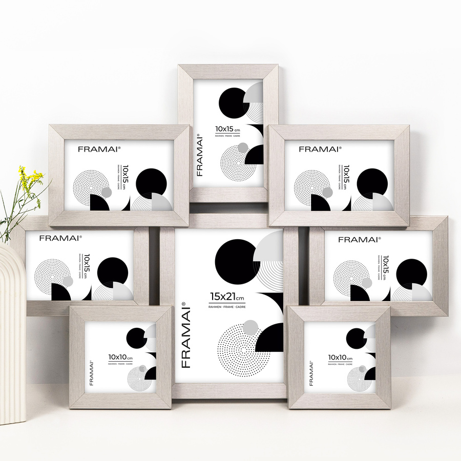 Multirama w srebrnym kolorze MULTI HEN S na 8 zdjęć ramka na zdjęcia