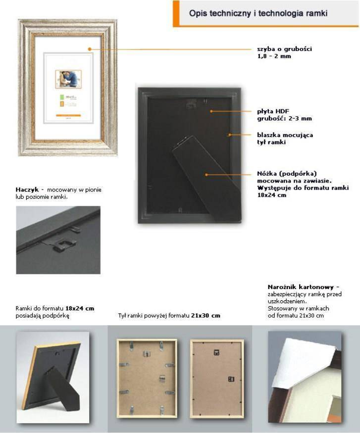 Ramka z tworzywa MOLISE 3028 klasyczna fotoramka na zdjęcia, plakaty lub obrazy - kolor srebrny złoty pasek