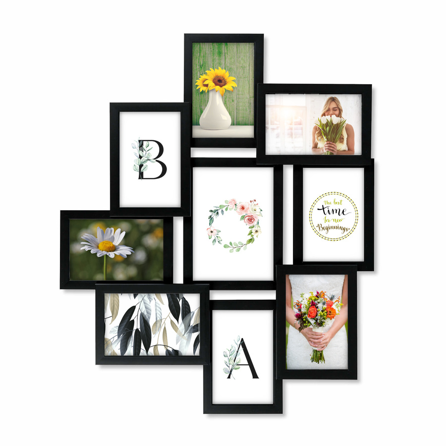 Multirama drewniana Black 91, zestaw ramek 8 X 10x15 cm, 1 X 13x18 cm - czarna