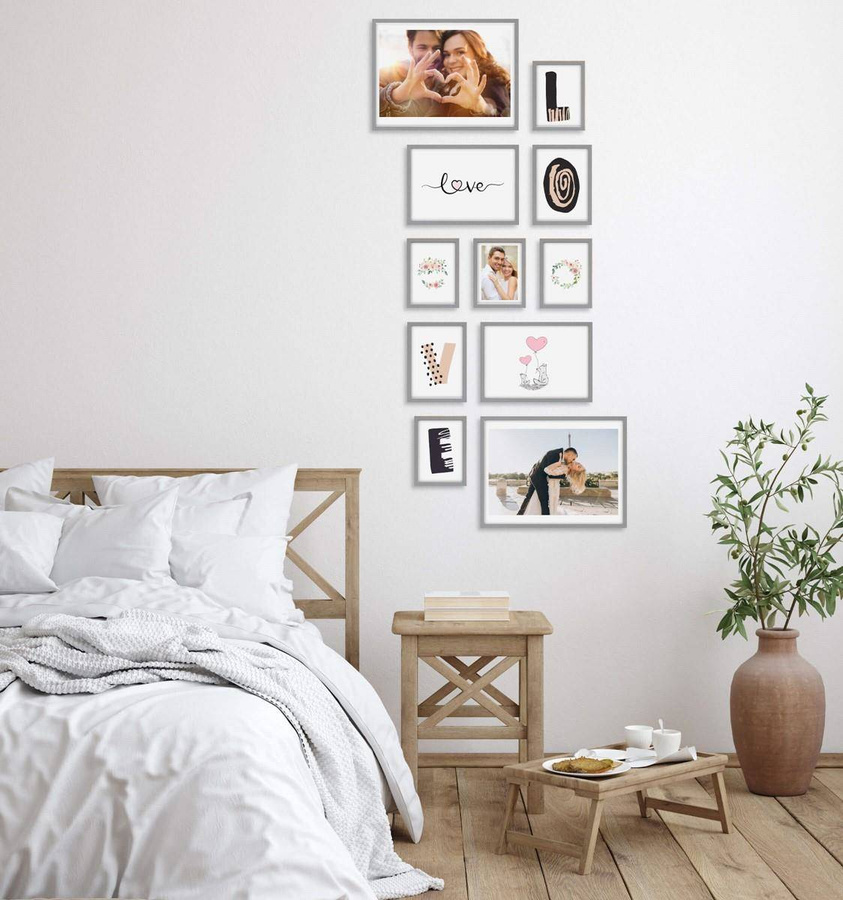 Galeria ścienna PINIA 05 GF0005. Zestaw szarych ramek na ścianę