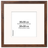 Brązowa ramka z passe partout na zdjęcia w rozmiarze 30x30 cm z okienkiem passe partout 20x20 cm