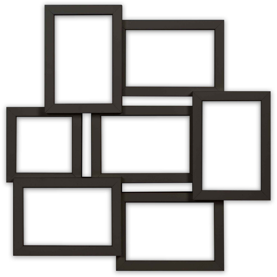 Multirama drewniana Black 72, zestaw ramek 1 X 10x10 cm, 6 X 10x15 cm - czarna