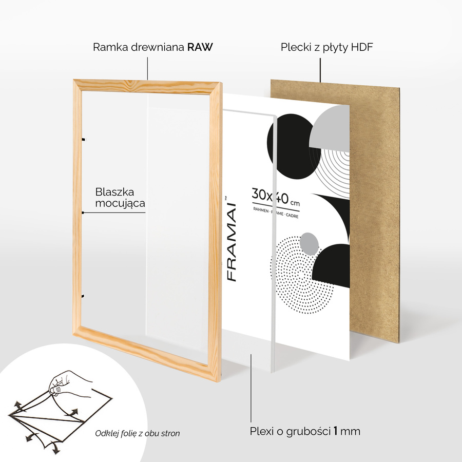 Ramka z drewna surowego na zdjęcia 5 szt. RAW 30x40 cm