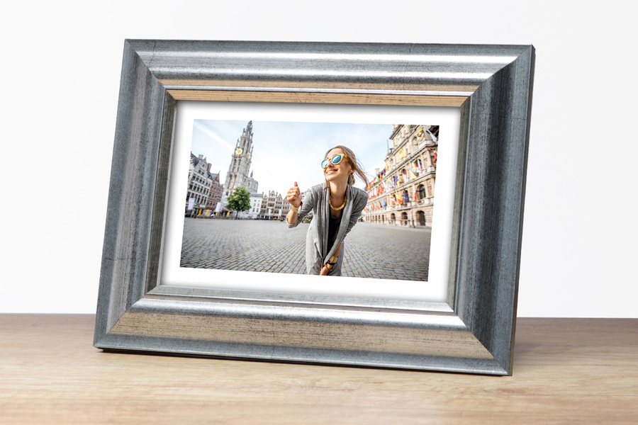 Ramka drewniana VIESTE 2076, szlachetna fotoramka na zdjęcia, plakaty lub obrazy - kolor srebrny