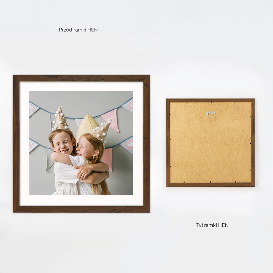 Brązowa ramka na zdjęcia w rozmiarze 40x40 cm