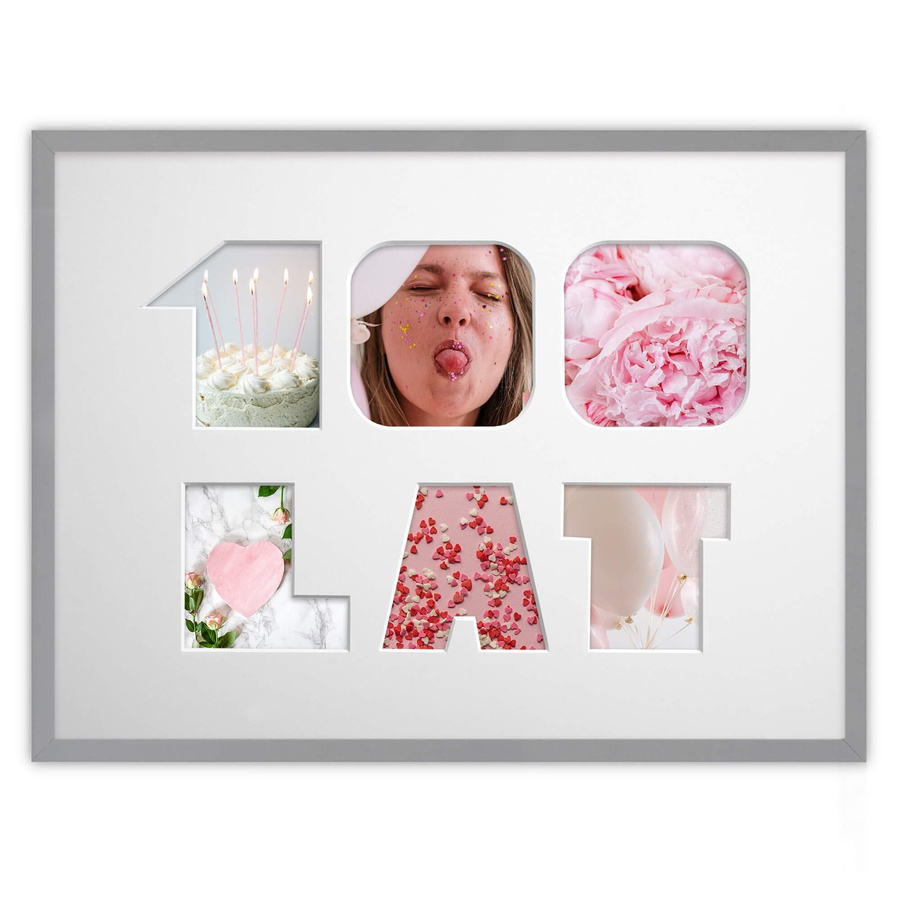 Ramka na URODZINY w kolorze szarym. Ramka z passe partout o rozmiarze 30x40 cm