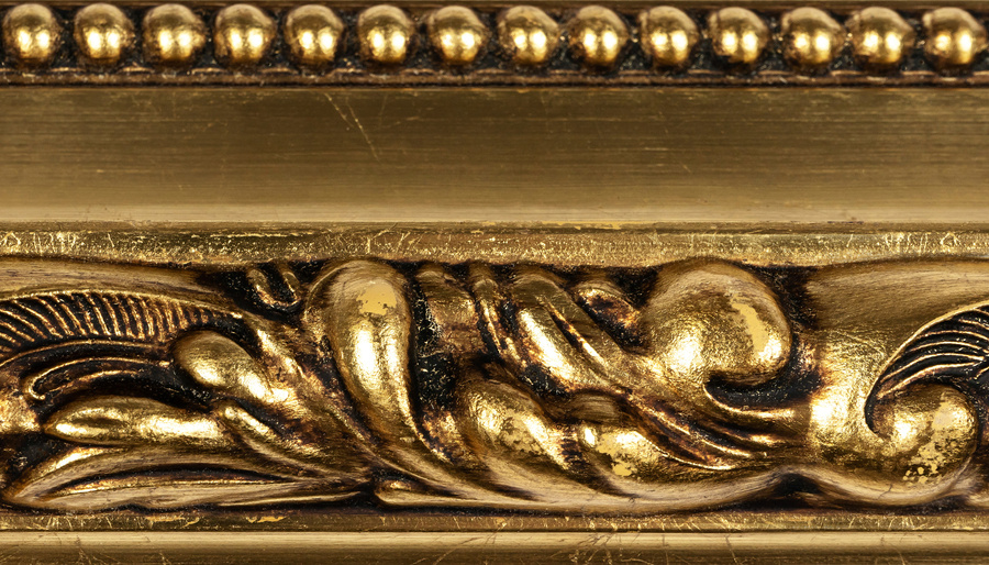 Rama do obrazów, zdjęć oraz luster na wymiar LUCA #3150. Stylowa z ornamentami, drewniana oprawa - kolor złoty patyna