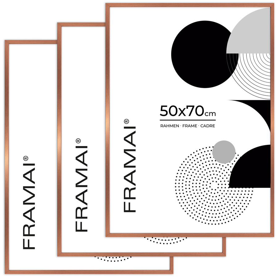 Miedziana ramka na zdjęcia 50x70 cm 3 sztuki zestaw ramek