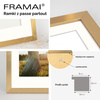 Złota ramka z passe partout na zdjęcia w rozmiarze 30x30 cm z okienkiem passe partout 20x20 cm