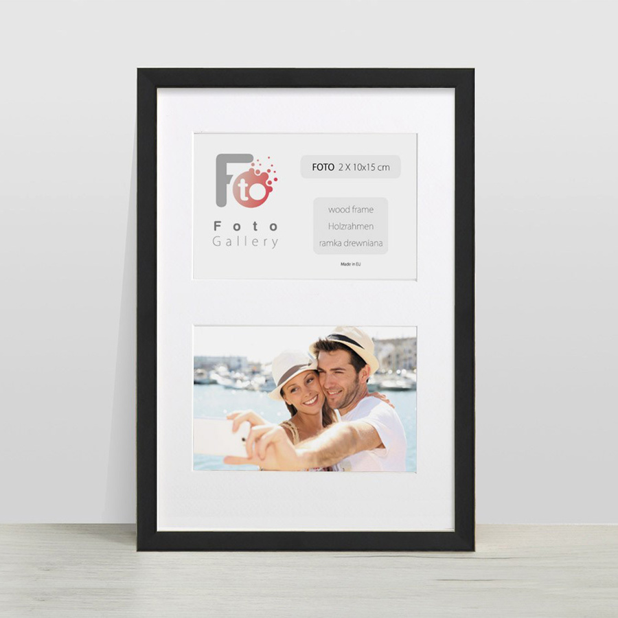 Ramka drewniana galeria passe-partout Black 20x27 - kolor czarny