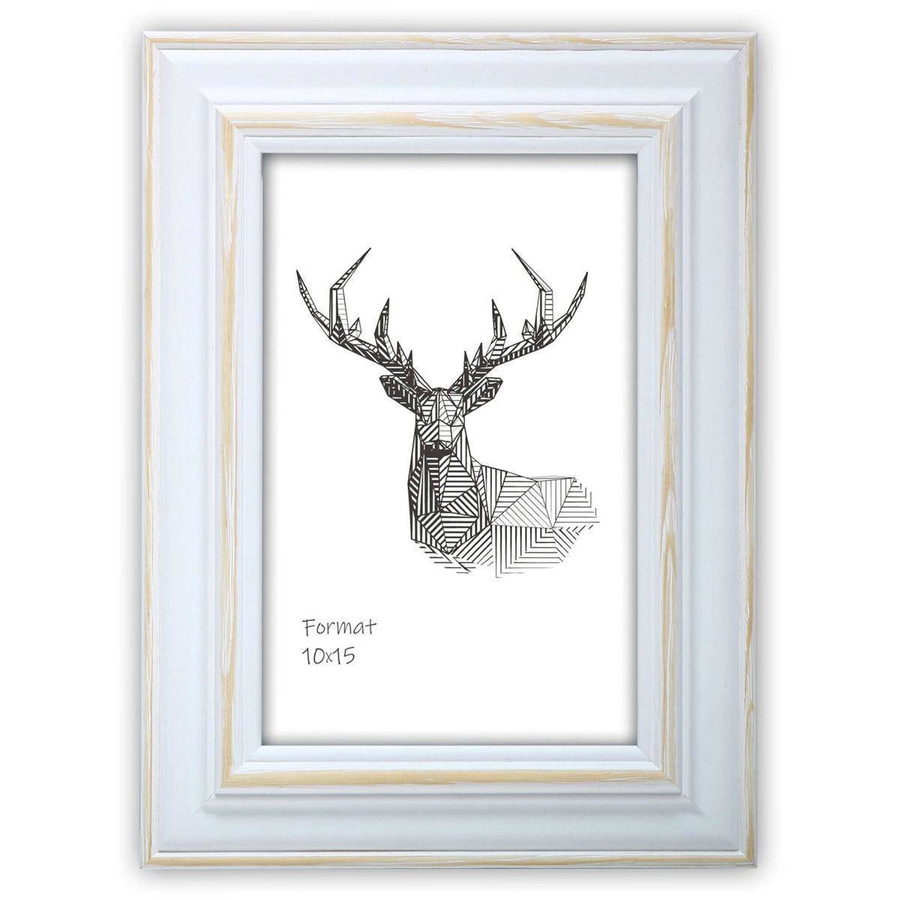 Ramka drewniana MAROTTA 2815, fotoramka na zdjęcia, plakaty lub obrazy - kolor biały, przetarcia